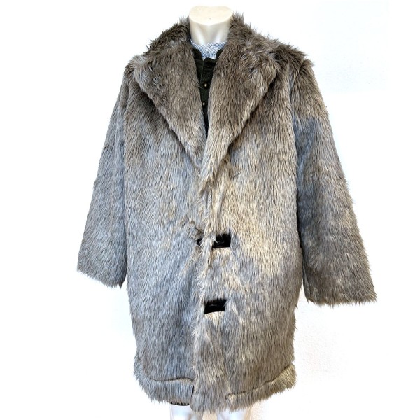Pelzmantel, grau mit schwarzen Spitzen