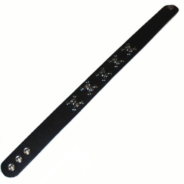 Halsband mit Totenköpfe, Leder