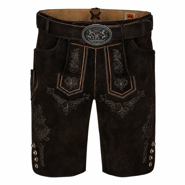 Herren Lederhose Ronn Antik, torf, kurz