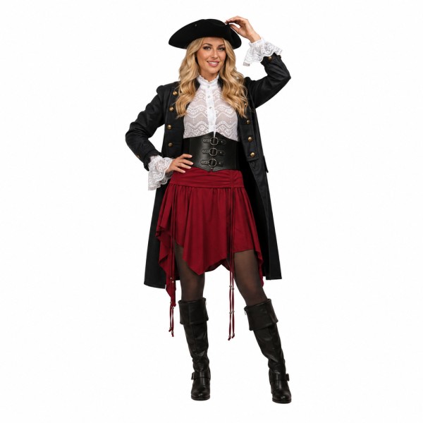 Damen Pirat/Admiral Mantel, schwarz - Exklusiv
