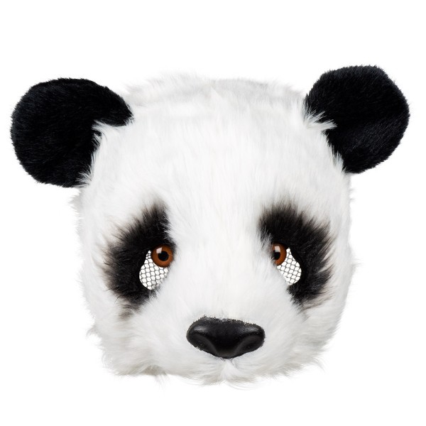 Plüsch Halbmaske Panda, weiss/schwarz