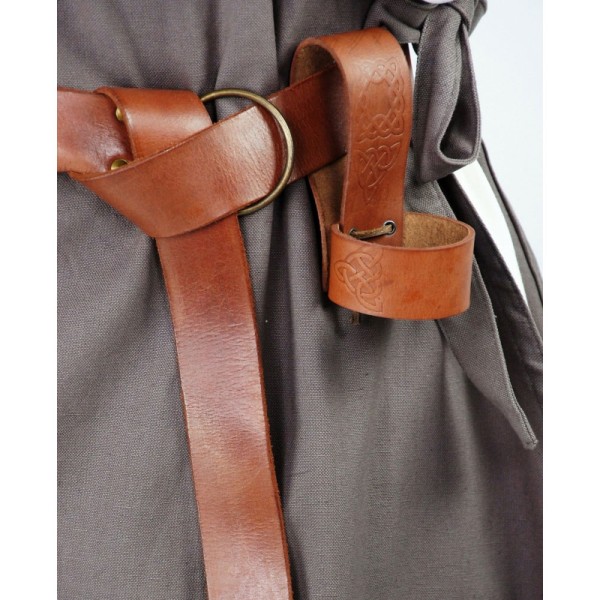 Mittelalter Hornhalter, Leder, keltischer Prägung
