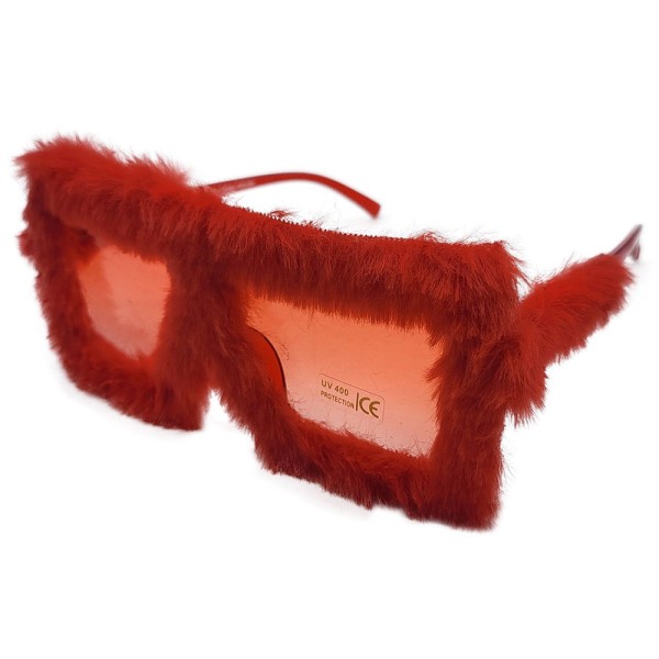 Brille Quadrat mit Fell