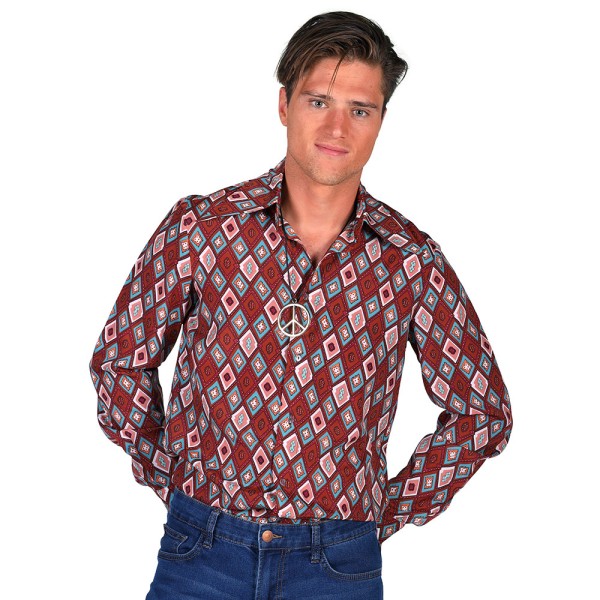 Herren Hippie Hemd Retro, braun