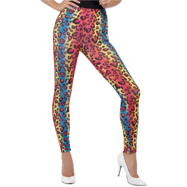 80's Aerobic Leggings, Leo-Print, neonfarbig