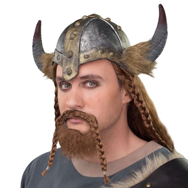 Helm Wikinger mit Fellbesatz