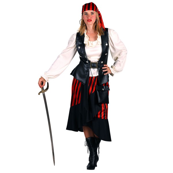 Damen Piratin Kostüm, 6-Teilg
