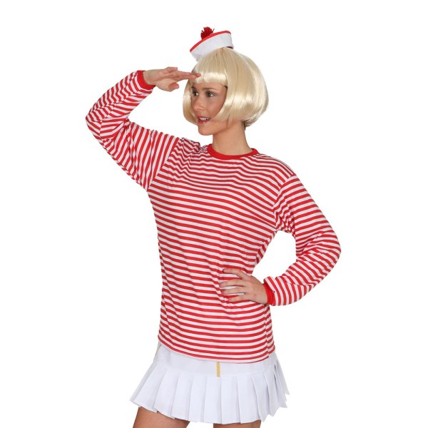 Ringelpulli gestreift, Baumwolle rot/weiss