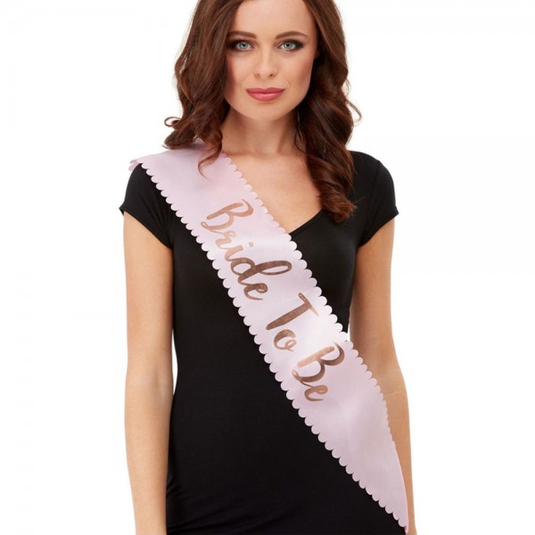 Braut-Schärpe Bride To Be, rosa/gold