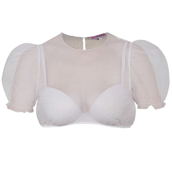 Dirndlbluse Kochel, Kurzarm-Puffarm, ecru