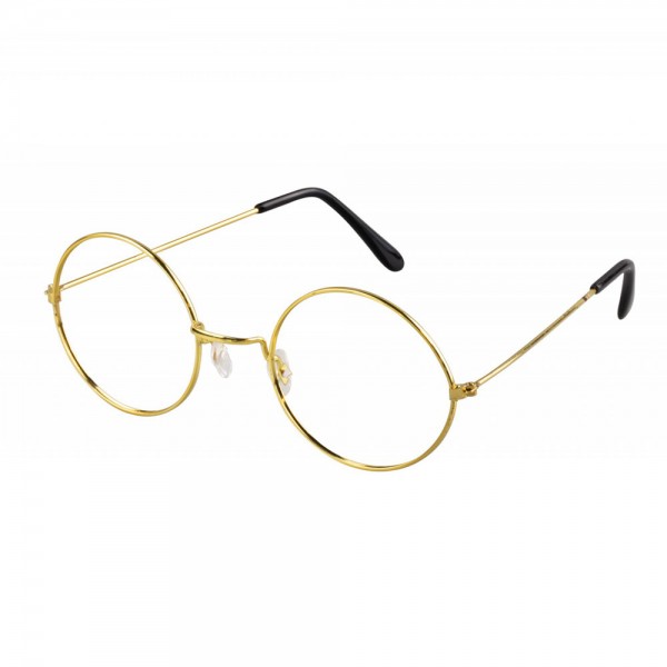 Brille ohne Gläser, goldener Rahmen
