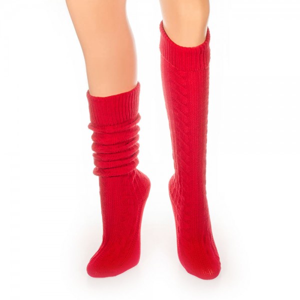 Herren Trachtensocken, knielang, rot