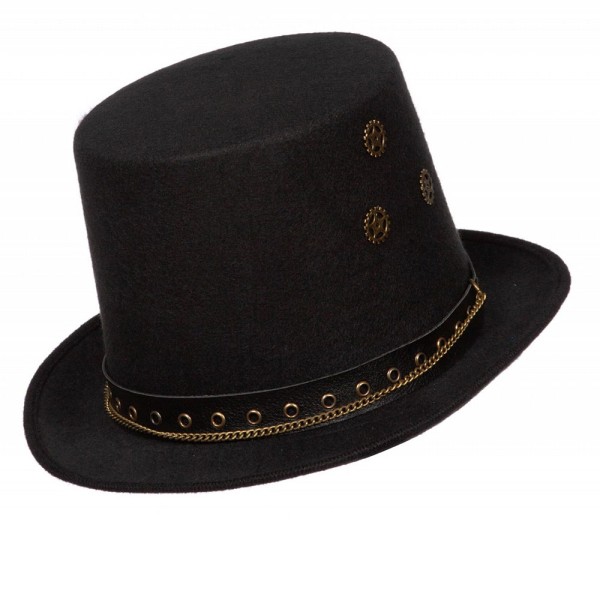 Hut Zylinder Steampunk mit Zahnrädern, schwarz