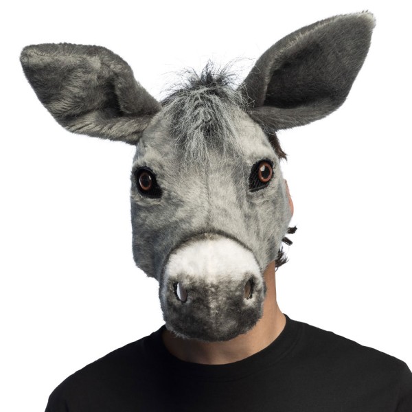 Plüsch Halbmaske Esel, grau