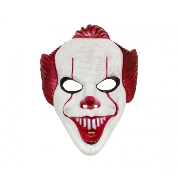 Maske Schrecklicher Clown, weiss/rot