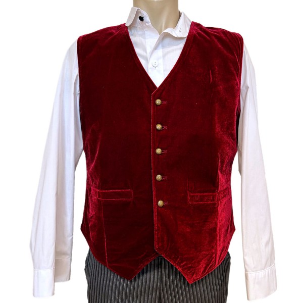 Herren Brokat Weste Gothic, Samt, burgundy