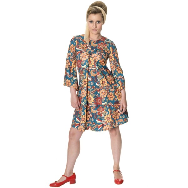 60's Kleid Floral Dream mit Engel-Ärmel