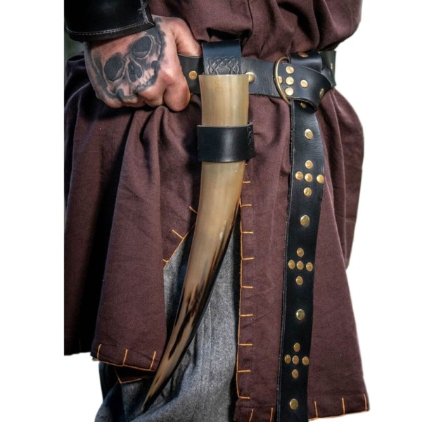 Mittelalter Hornhalter, Leder, keltischer Prägung