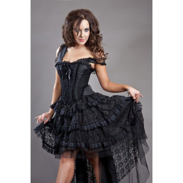 Damen Korsagenkleid Ophelie, Taft, schwarz