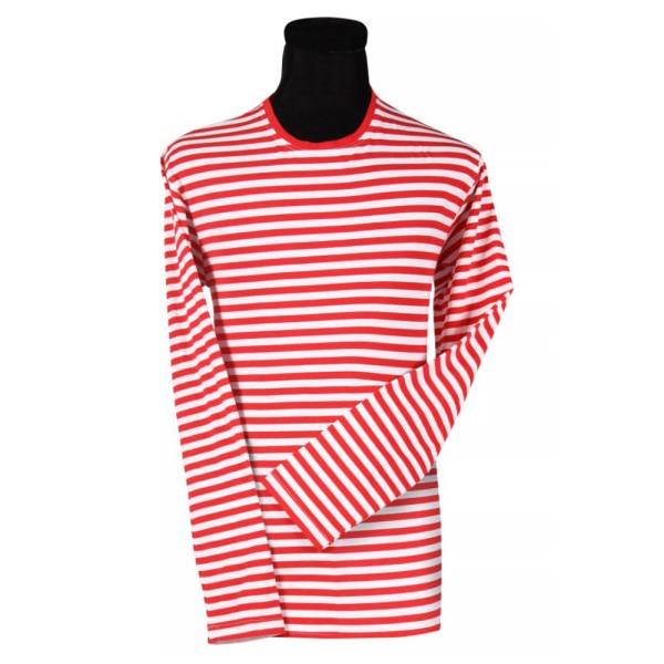 Kinder Langarm T-Shirt, gestreift, rot/weiss