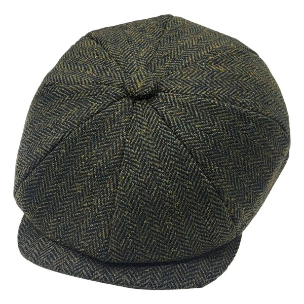 Kinder Schieber Mütze Herringbone, grau/grün