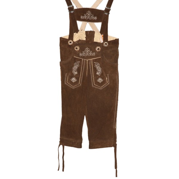 Kinder Lederhose Klausi Humus Velour, 3/4