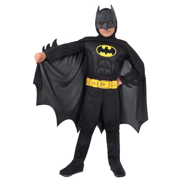 Kostüm Batman mit Muskeln, Kinder, schwarz