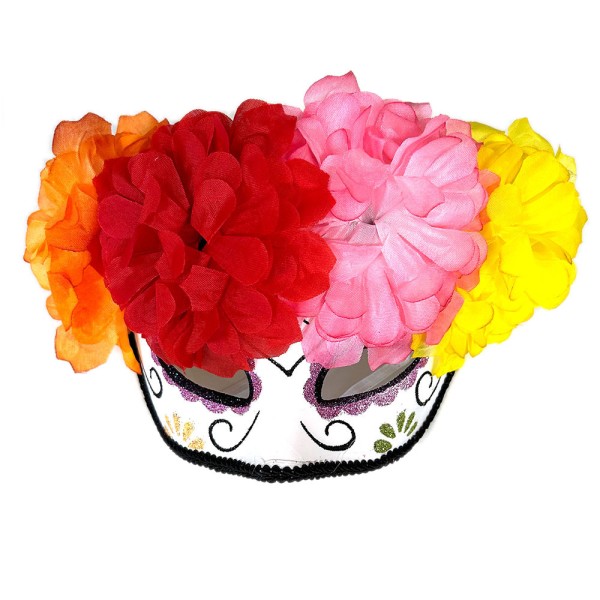 Halbmaske Tag der Toten, schwarz/rot