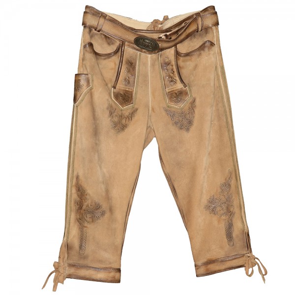 Herren Lederhose Schönsee Antik Hirse, 3/4, hellbraun