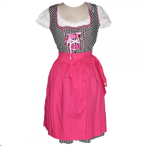 Dirndl Elicia II, 58 cm, schwarz/pink, inkl. Bluse