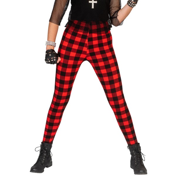 Leggings Punk, rot-schwarz