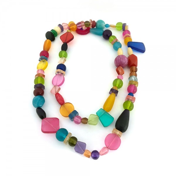 Halskette mit Kunststoff-Perlen, bunt, 53 cm