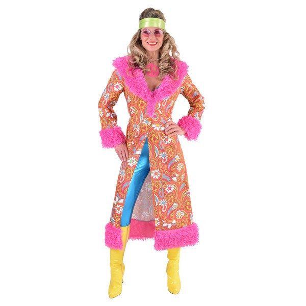 Damen Mantel 70's Paisley, lang