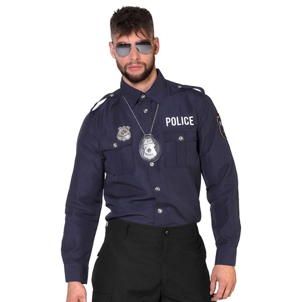 Polizei Hemd, Langarm, blau
