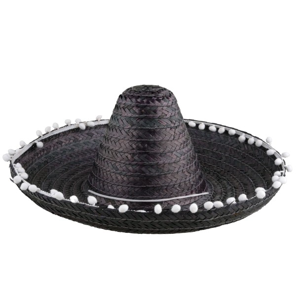 Sombrero 45cm Stroh, schwarz