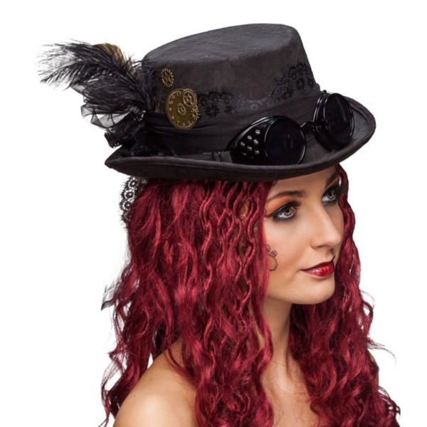 Hut Zylinder Steampunk mit Brille