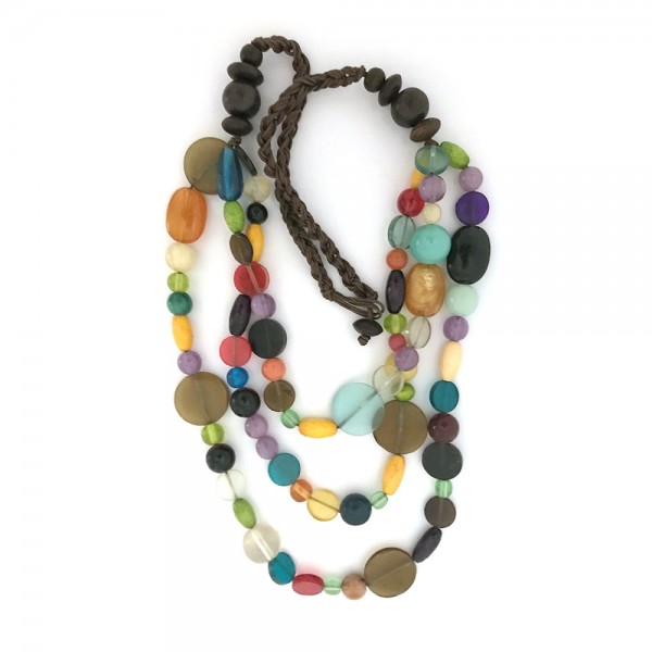 Halskette mit Kunststoff-Perlen, bunt
