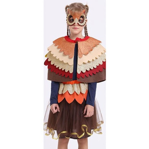 Kinder Kostüm Eule, 3-Teilig, braun