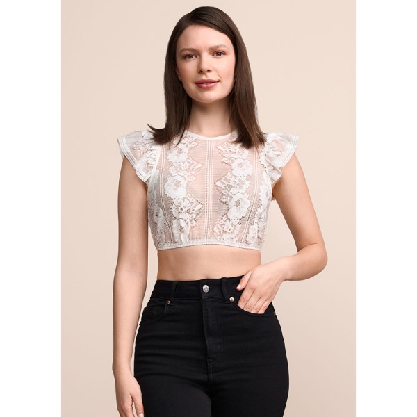 Dirndlbluse Amilia, Flügelarm, ecru
