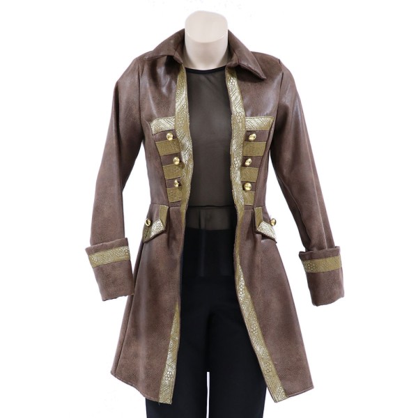 Damen Piraten-Mantel Double Face, Kunstleder