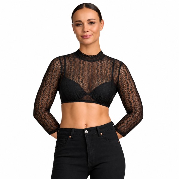 Dirndlbluse Calah, Langarm, schwarz