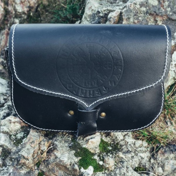 Mittelalter Gurttasche mit Prägung, Leder