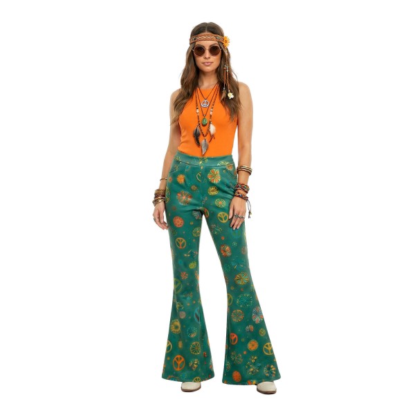 Hippie-Hose grün mit Blumen
