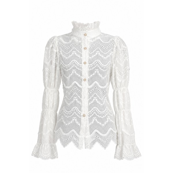 Damenbluse Lace Star, weiss