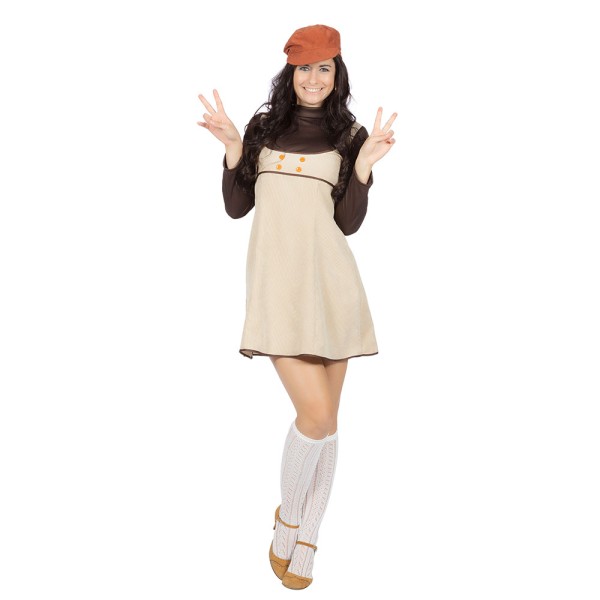 Hippie Kleid Alice, braun/beige