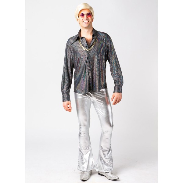 Herren Hemd mit Glitzerdruck, silber