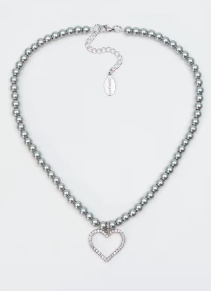 Trachtenkette Herzblatt, grau