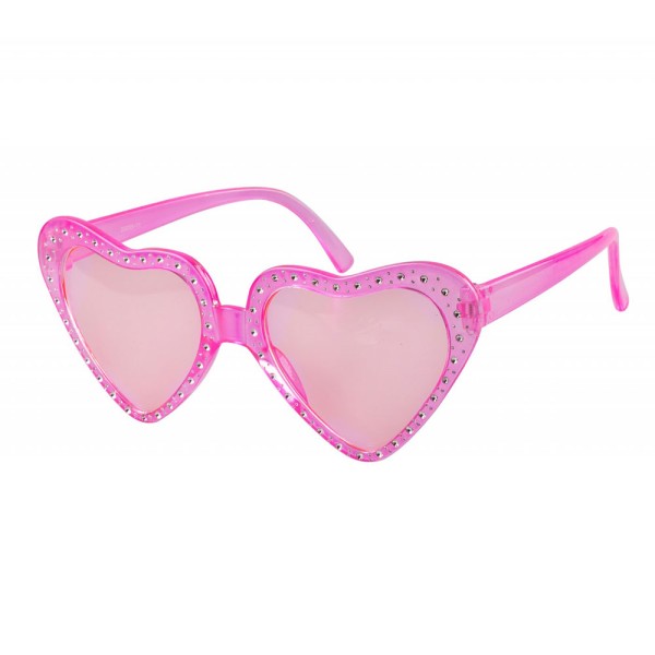Brille Herz mit glänzenden Steinen, rosa