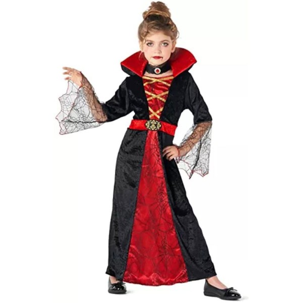 Mädchen Kostüm Dracula, schwarz/rot