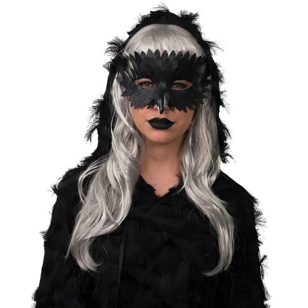 Maske Rabe, mit Federn